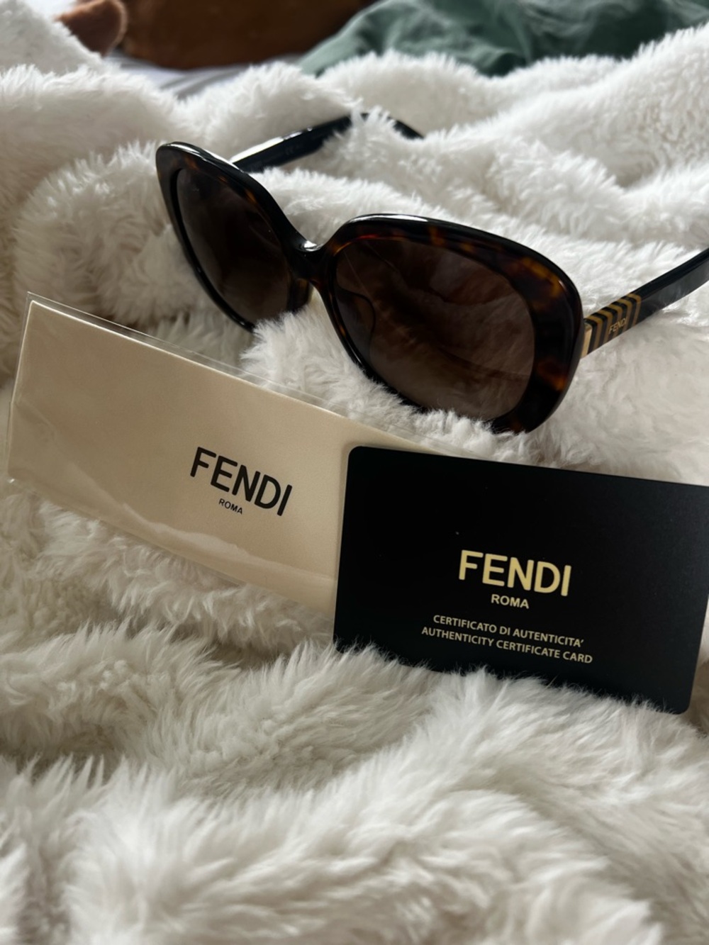 Fendi Women's Tortoiseshell Sunglasses with Dark Brown Lenses